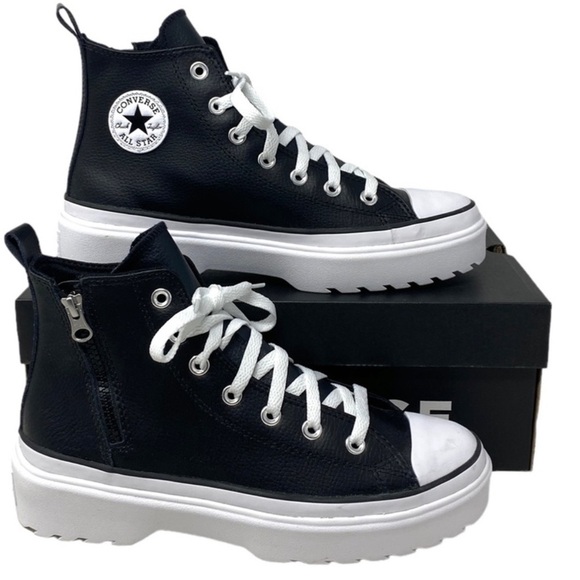 Converse Chuck Taylor Lugged Lift Platform Shoe Kid Leather A005540C NWOB - Picture 4 of 10